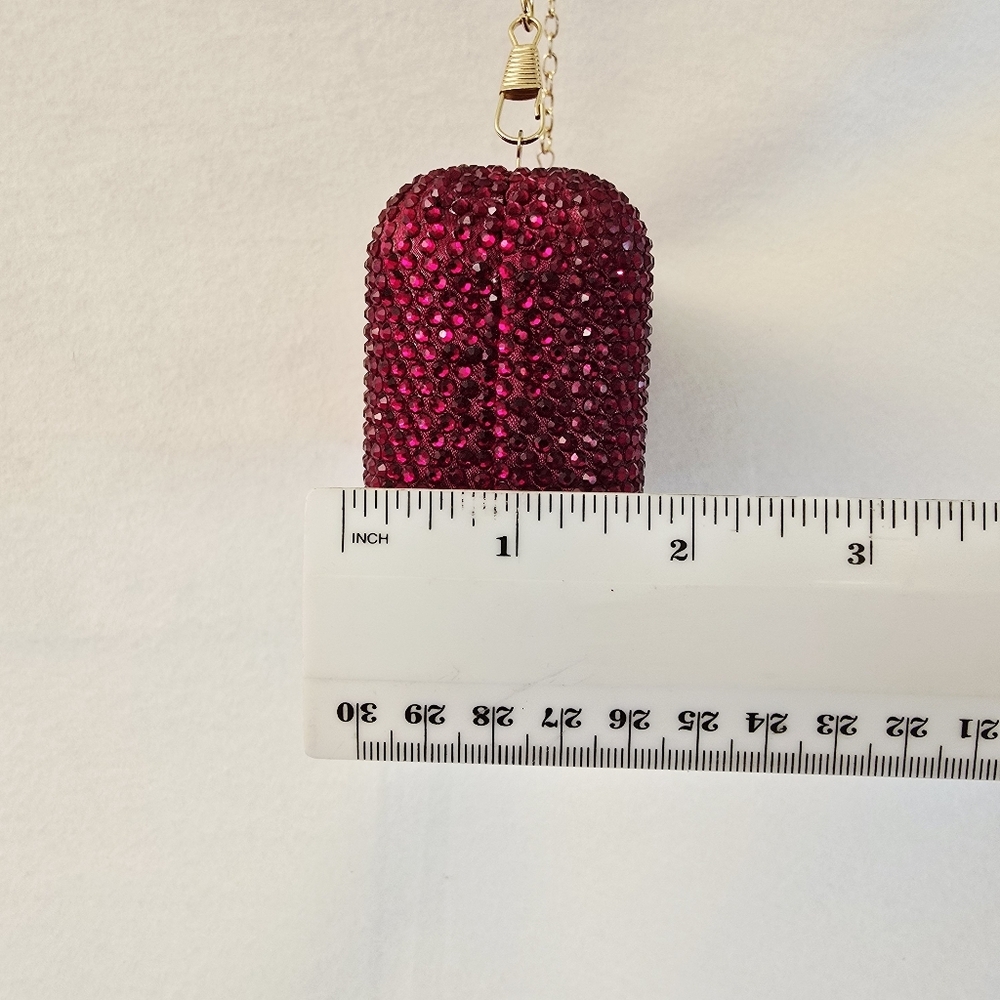 Red Gem Evening Bag 2 Different Length Chains & Extra Gems NWOT Fits Cell Phone - Picture 6 of 16